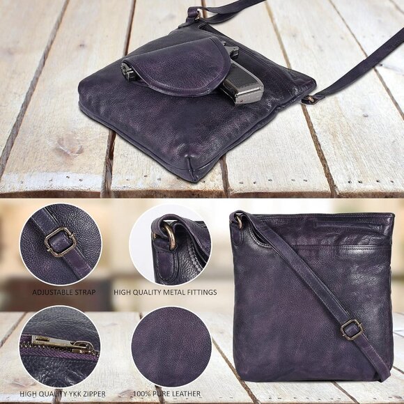 Leather Crossbody Bag with Detachable Holster Stylish Functional Unisex - Picture 6 of 6